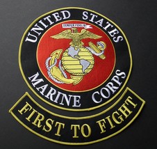 Usmc Marine Corps Marines First To Fight Embroidered 2 Patch Set 10 Inches - £13.93 GBP