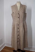 J Jill M Brown Love Linen Sleeveless Midi Shirt Dress Pockets - £34.37 GBP