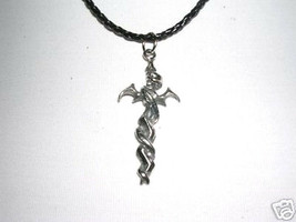 New Gothic Serpent / Snake Wrapped Dagger / Knife Pewter Pendant Adj Necklace - £7.96 GBP