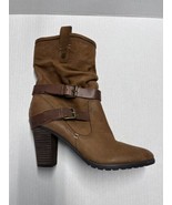 Marc Fisher Famous Saddle Brown Leather Upper Slouch Moto Boots Shoe Siz... - $735.11 MXN