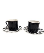 Cafestrada By Signature Black &amp; White Checkered Espresso Cups &amp; Saucers ... - $32.73