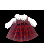 Vintage Baby Girls Dress 6-9M Plaid Christmas Red Tartan Peter Pan Colla... - $46.57