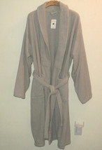 New Linum Home Textiles Turkish Robe Unisex L/XL Tan-Gray Herringbone Cotton - £61.81 GBP