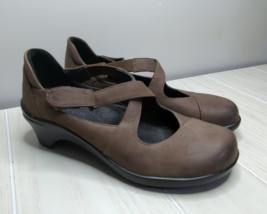 ARAVON Mona Mary Jane Brown Leather Strap Low Pump Shoes  7  1/2 7.5 unworn flaw - £15.89 GBP