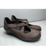 ARAVON Mona Mary Jane Brown Leather Strap Low Pump Shoes  7  1/2 7.5 unw... - £15.56 GBP