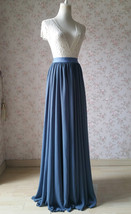 Summer Dusty Blue Chiffon Skirt Women Custom Plus Size Chiffon Maxi Skirt image 9