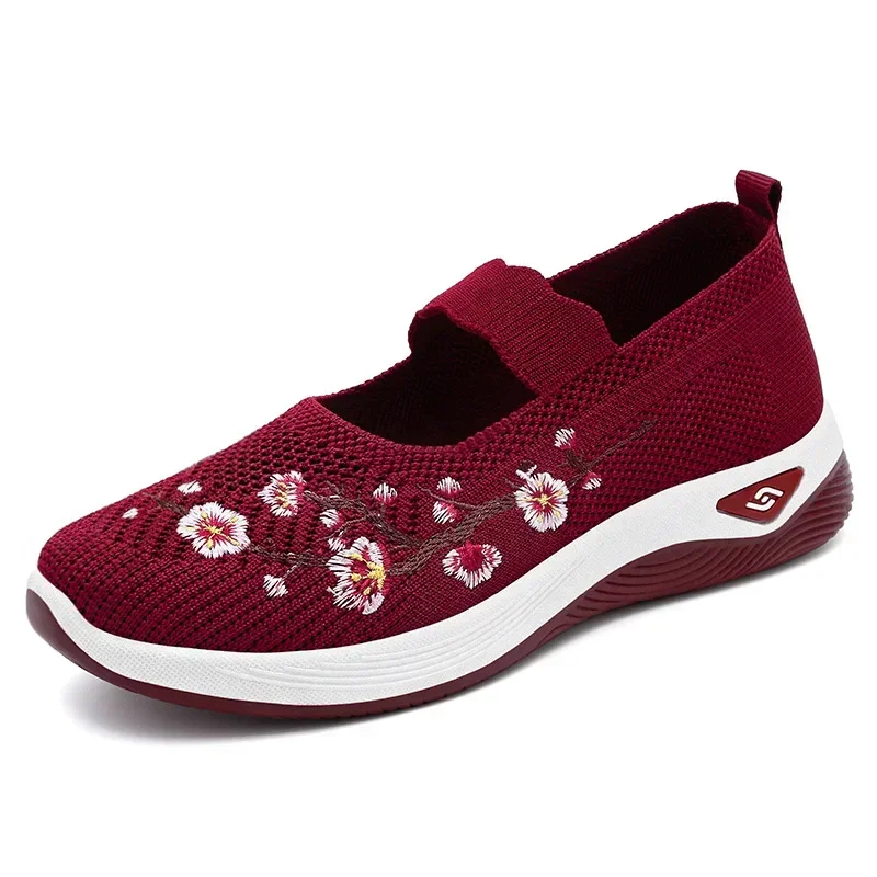 Sneakers Non-slipSoft Sole Mom Summer Breathable Mesh Embroidery Casual Shoes fo - £26.82 GBP
