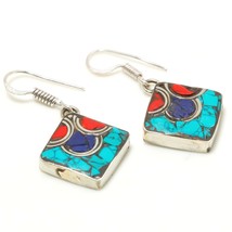 Lapis Lazuli Coral Turquoise Drop Dangle Jewelry Earrings Nepali 1.60&quot; SA 3355 - £4.70 GBP