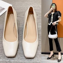 Fashion Leather Women Pumps Retro Square Heel Mary Jane Single Shoes College Sty - £37.03 GBP