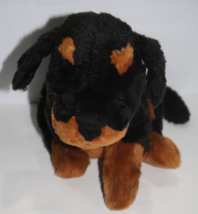 Commonwealth Black Brown Dog Plush Stuffed 15&quot; Rottweiler Doberman Soft Toy - £18.29 GBP