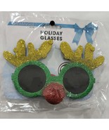 Merangue Holiday Glasses Green  Color Frame With Red Nose - $12.86