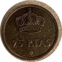 1975 Spain 25 Pesetas PTAS Coin Juan Carlos I Very Nice Condition - $2.14