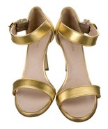 Sergio Rossi Gold Leather Sandals Sz 38.5  Gold  - £62.29 GBP