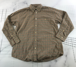 Orvis Button Down Shirt Mens Large Yellow Black Red Checkered Cotton Long Sleeve - $53.15