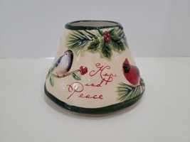 Yankee Candle Large Jar Shade Topper Christmas Holly Birds Cardinal  Hope Peace - $25.60