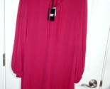 DKNY Women&#39;s Long Sleeve Fuchsia Dress ruffle key hole neckline Size 12 ... - $15.83