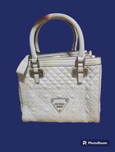 Guess White Vegan Leather Handbag Double Zipper Purse Est. 1982 Los Ange... - $36.27