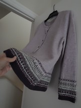 LL Bean Ladies Cardigan Size M Fair Isle Sweater Wool Blend $99 Value EUC - $40.49