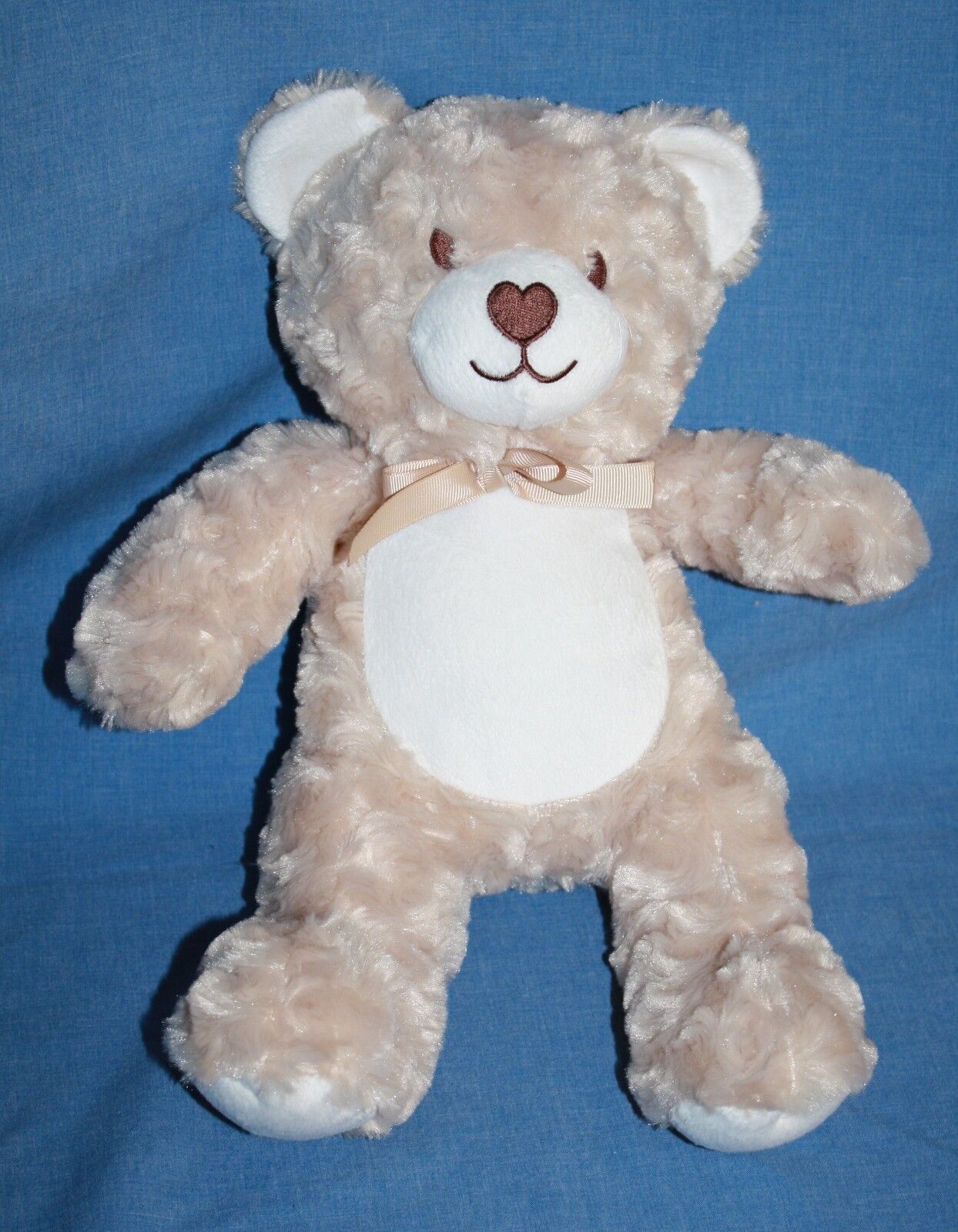 Blankets and Beyond Teddy Bear Beige Swirl Plush 14" Stuffed Heart Nose