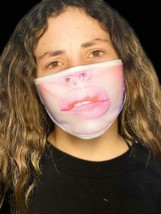 New Face Mask Washable Reusable Fabric Fun Design Big Lips Nose Ring For Adult - £8.29 GBP