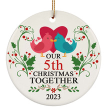 Funny Couple Bird Ornament Gift Decor 5th Wedding Anniversary 5 Year Christmas - £11.61 GBP