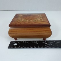 Vintage Ercolano Italian Wood Inlay Floral Pattern Footed Music Box plays Memory - $33.65