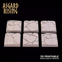 3D Printed Asgard Rising Stone Floor Square Base Set 25 28 32 35mm D&amp;D - $5.81+