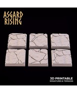 3D Printed Asgard Rising Stone Floor Square Base Set 25 28 32 35mm D&amp;D - $9.58 CAD+