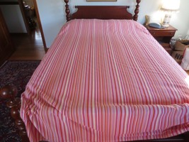 Vintage MULTI-COLOR STRIPE Cotton or Cotton Blend FLAT SHEET - 65&quot; x 98&quot; - £9.41 GBP