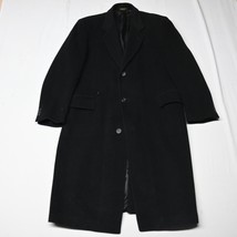 Mark Alexander 44L L Black Wool Cashmere Blend Italy Mens Trench Overcoat Coat - £63.35 GBP