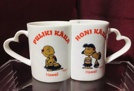 Peanuts Snoopy Hawaii Puliki Kaua Honi Kaua Hug Me Kiss Me Cup Mug Set Rare - £272.21 GBP