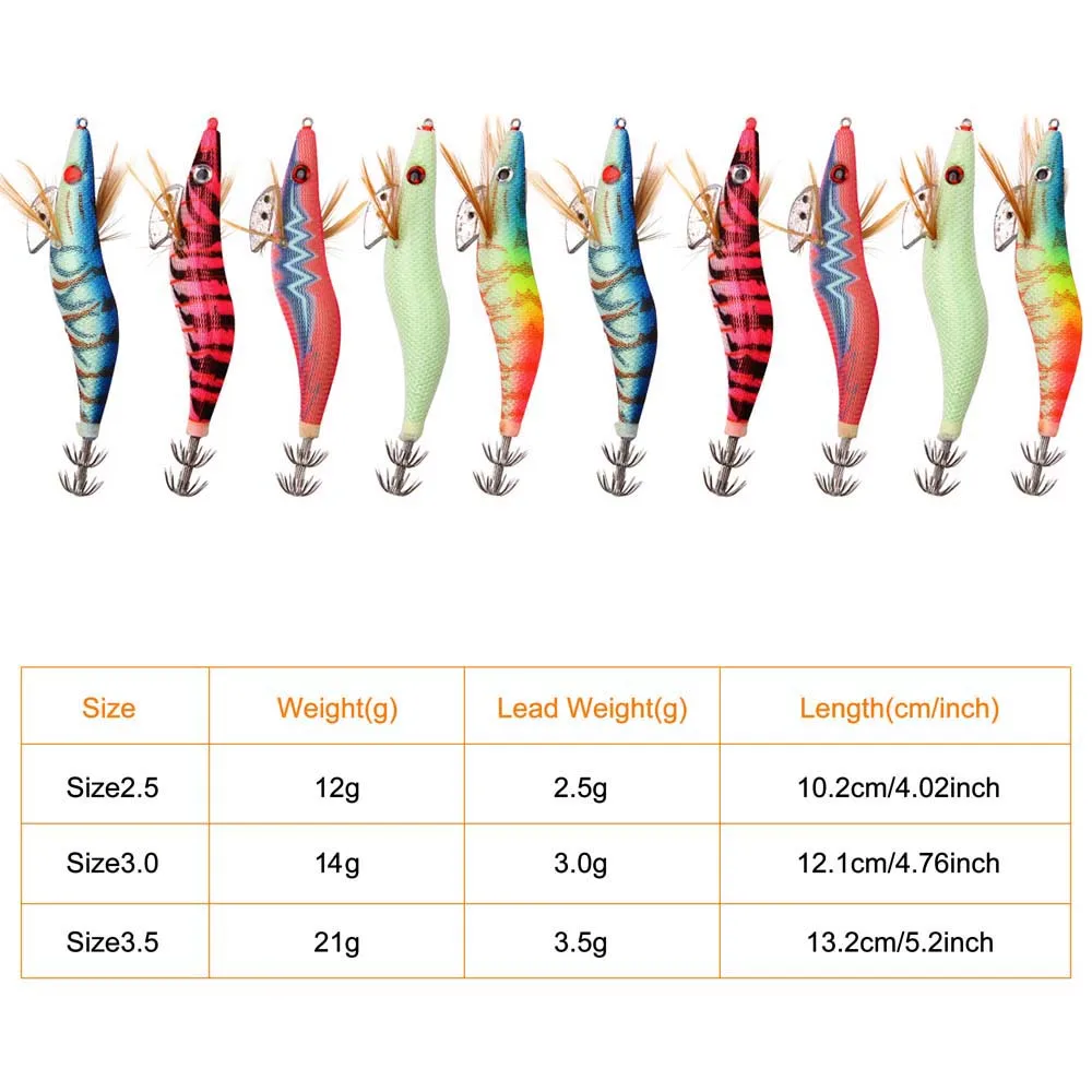 Sporting 30Pcs/20Pcs/10Pcs Wooden Shrimp Fishing Lure Squid Jig Fishing Hook Oct - £33.73 GBP