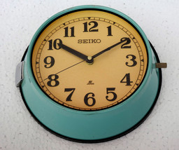 Vintage Maritime Seiko wall clock Nautical Retro Industrial ship clock Turquoise - $135.00