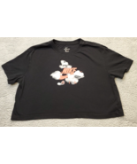 Nike Air T Shirt Top Women&#39;s Large Black Cloud Cropped Swoosh Logo Short... - $316.47 MXN