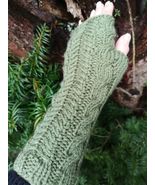 new Forest Green HandKnit Fingerless Texting Gloves Mittens Armwarmer - £31.47 GBP