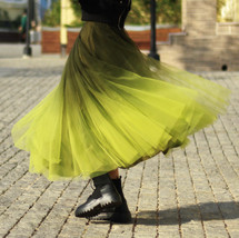 WINE RED Tulle Midi Skirts Outfit Grandiant Color Tie Dye Tulle Skirt High Waist image 4