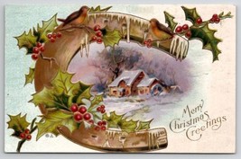 Christmas Horseshoe Birds Snow Mill To Davidson Family Long Pine NE Postcard A35 - $5.95