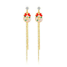 Cubic Zirconia &amp; Enamel 18K Gold-Plated Christmas Bow Tassel Drop Earrings - £10.02 GBP