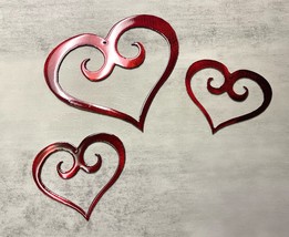 Swirled Heat Trio Set of 3 hearts   1 approx 5" and 2 approx 3" Red - $19.93