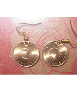 NEW TURKEY TURKISH MOON AND STAR COPPER WICCAN COIN CHARM DANGLE EARRINGS - $14.84