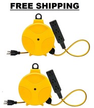 Retractable Extension Cord Reel Wheel Electric Power W/ Outlets Heavy Du... - $155.99
