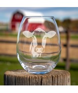 Cow Face Etched Glasses - Wine, Champagne, Pint Glasses, Shot Glass - $467.85 MXN+