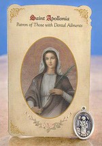 Saint Apollonia(Patron Saint for Dental Ailments) Prayer Card  + Medal, New - $5.94