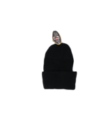 NOS Vintage 90s Streetwear Youth Blank Winter Knit Beanie Hat Cap Black ... - $24.70