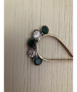 Handmade Artisan Diamond and Emerald hair pin - £39.56 GBP