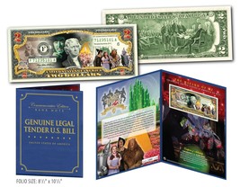 Wizard Of Oz Cast Genuine U.S. $2 Bill In 70th Anniv 8x10 Collectible Display - £17.20 GBP