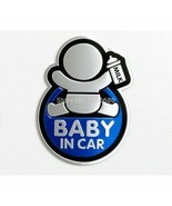 Baby In Car with Milk Bottle Metallic Car Sticker Emblem Decal Blue 10cm... - £10.16 GBP