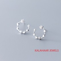 Silver-Toned Starry Night Half Hoop Earrings Womens Moissanite Golden Earrings - £81.53 GBP