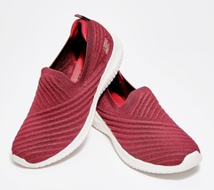 Skechers Ultra Flex  Solid Knit Slip-On Shoes - Sky&#39;s The Limit Burgundy 8 1/2 W - £155.03 GBP