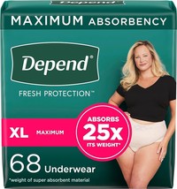 Depend Fresh Protection Adult Incontinence Underwear for Women XL ~NEW i... - $53.00